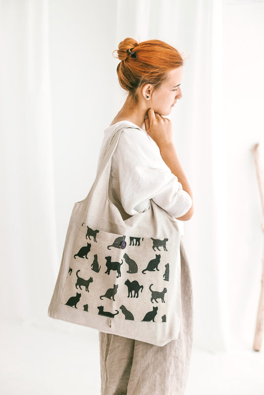 Foldable Tote Bag Cat