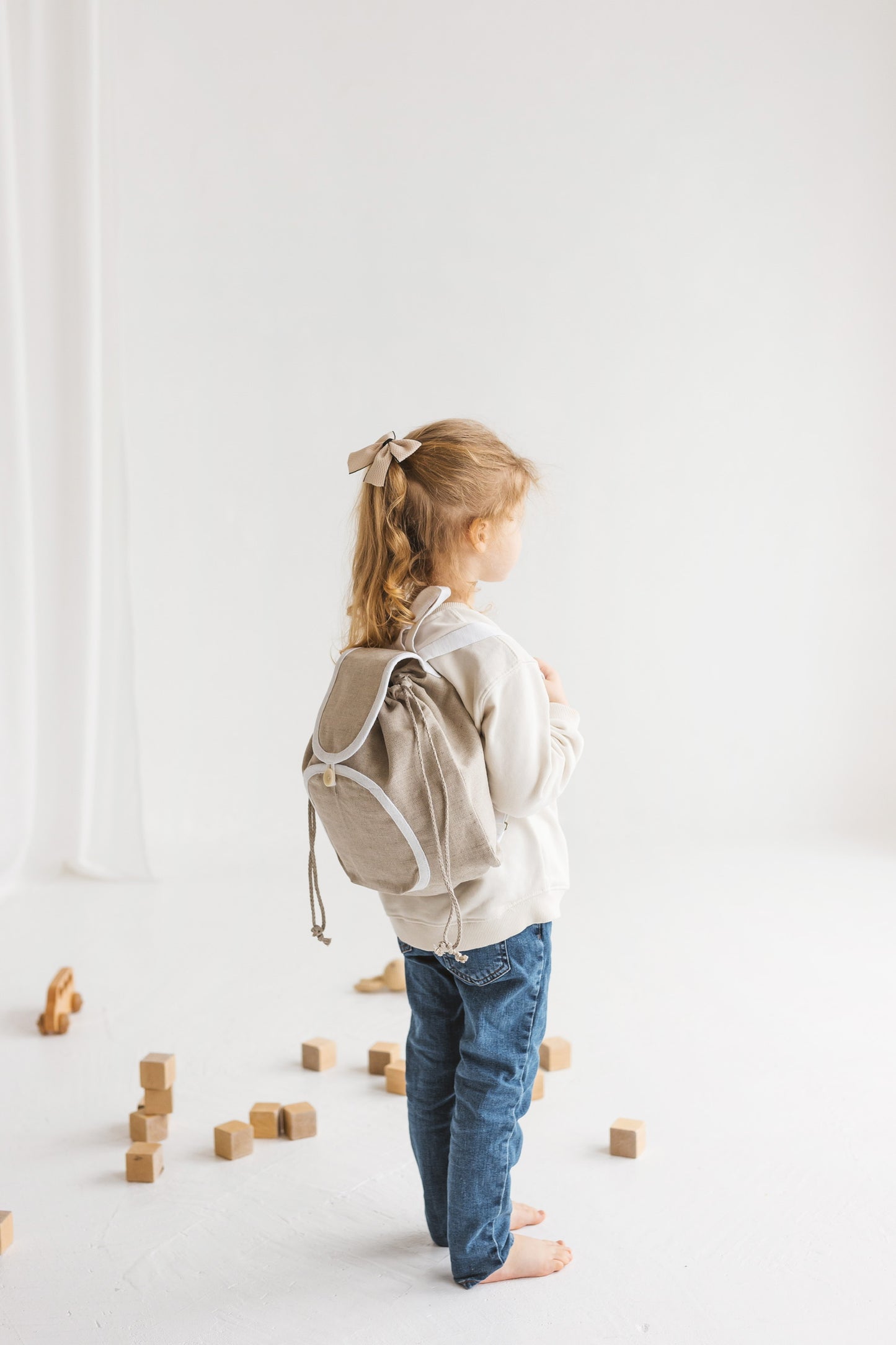 Mini Backpack for Kids and Adults Plain Linen