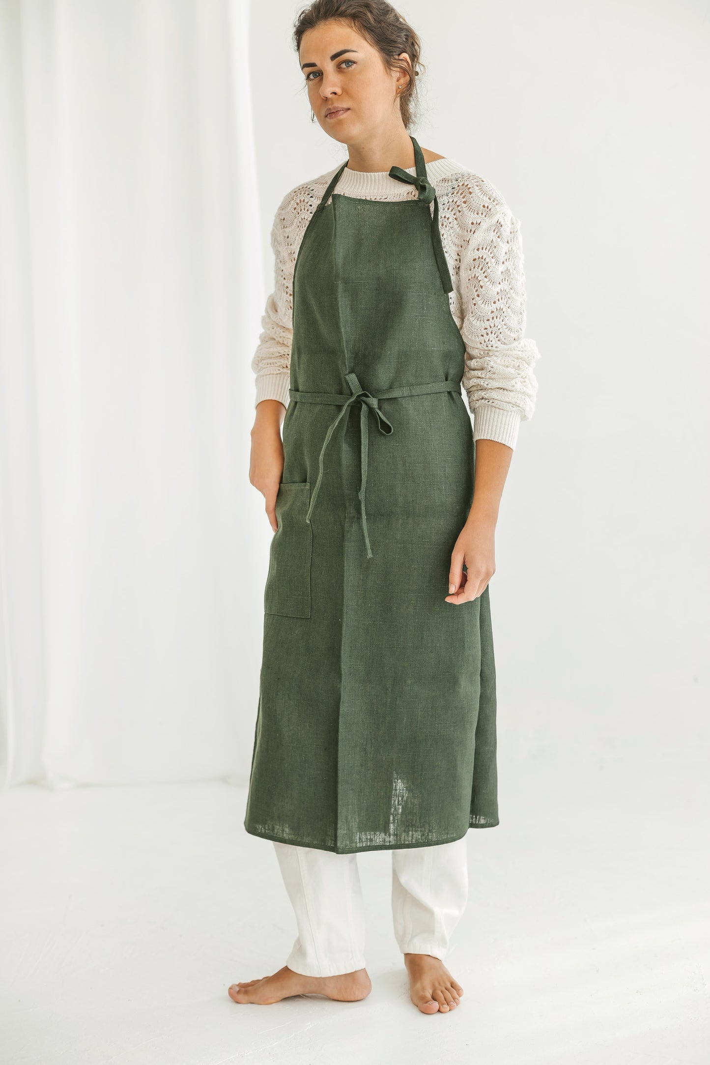 Unisex Long Apron Plain Colors