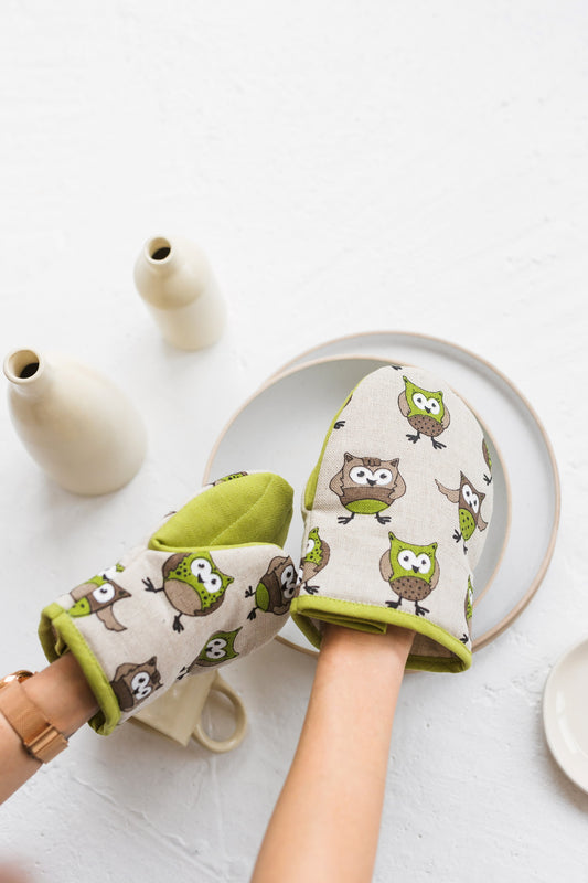 Mini and Large Cooking Gloves Owl