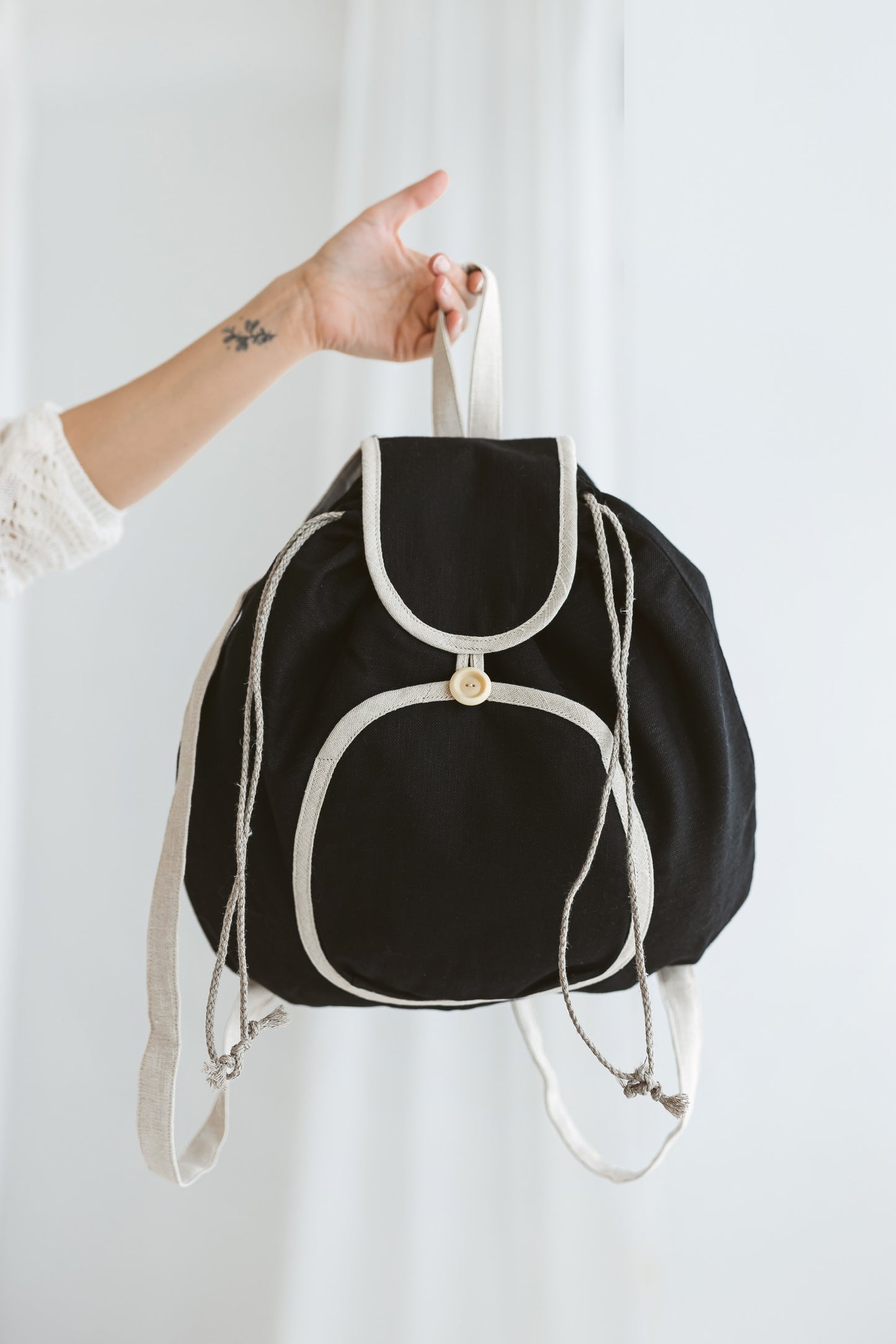 Large Drawstring Backpack in Plain Colors