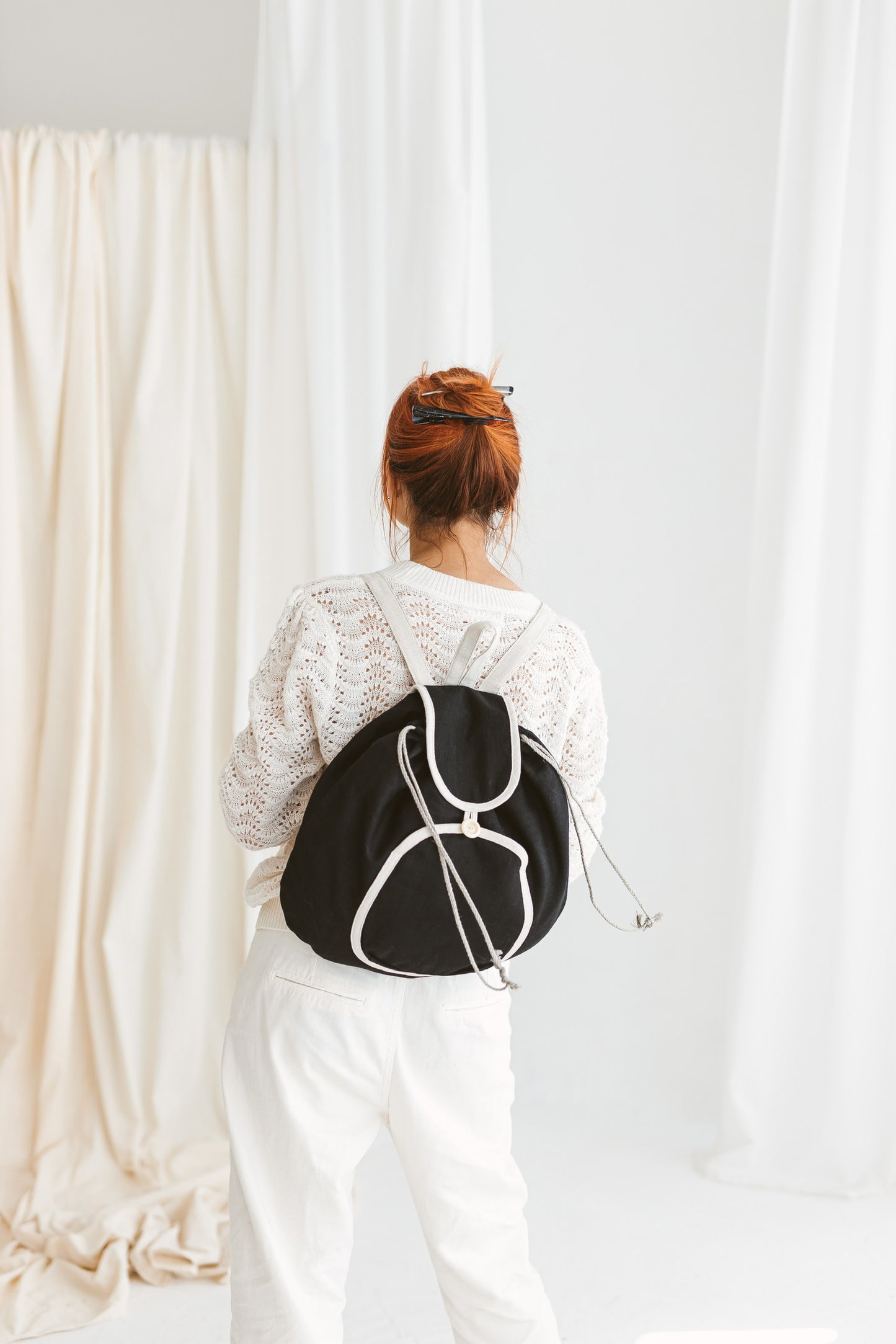 Large Drawstring Backpack in Plain Colors