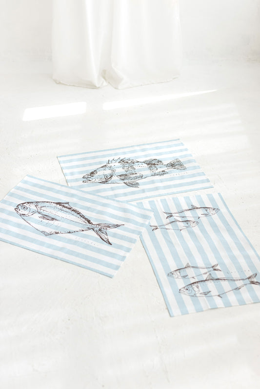 Linen Tea Towel Fish