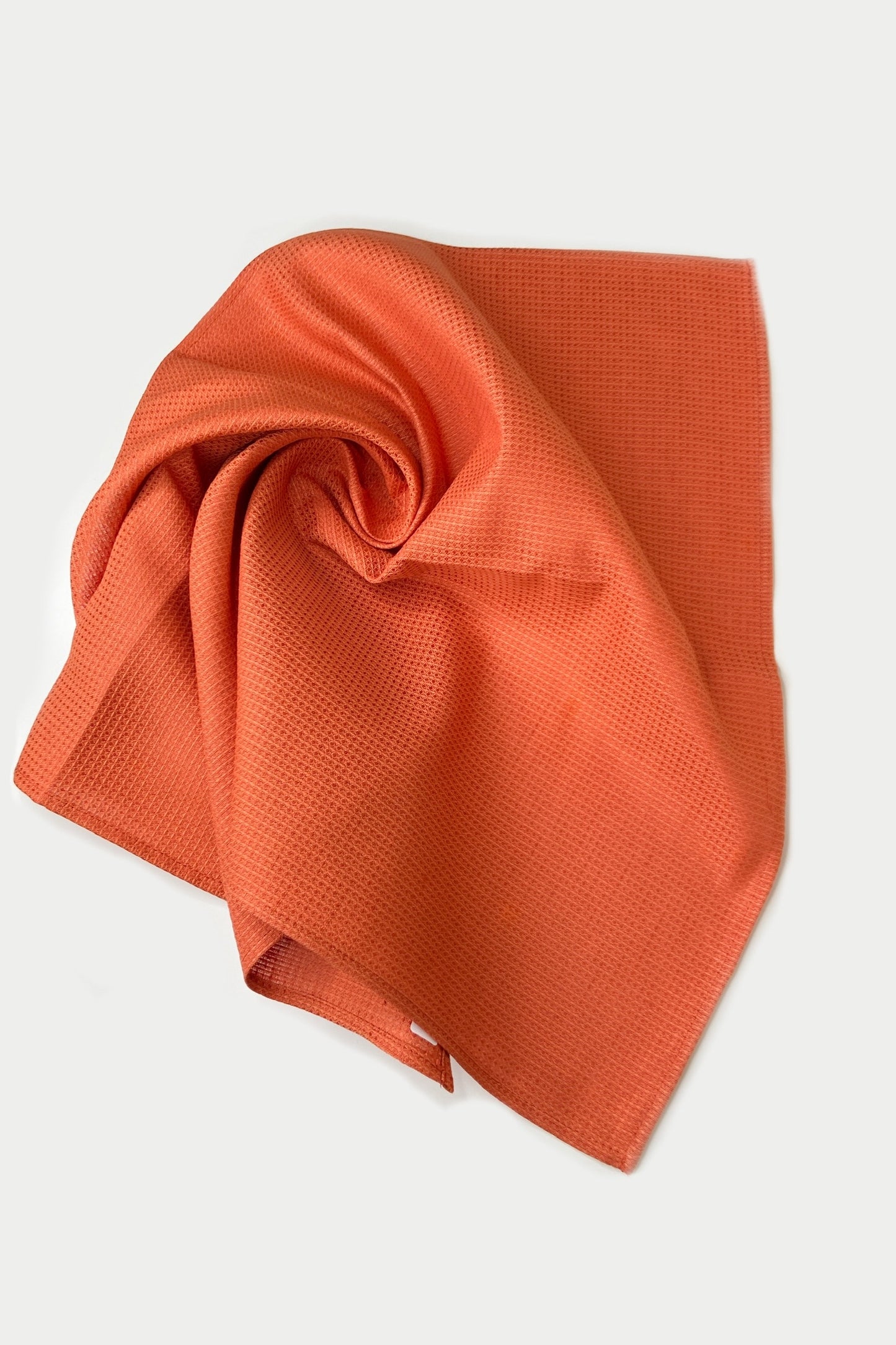 Waffle Orange Linen Tea Towel