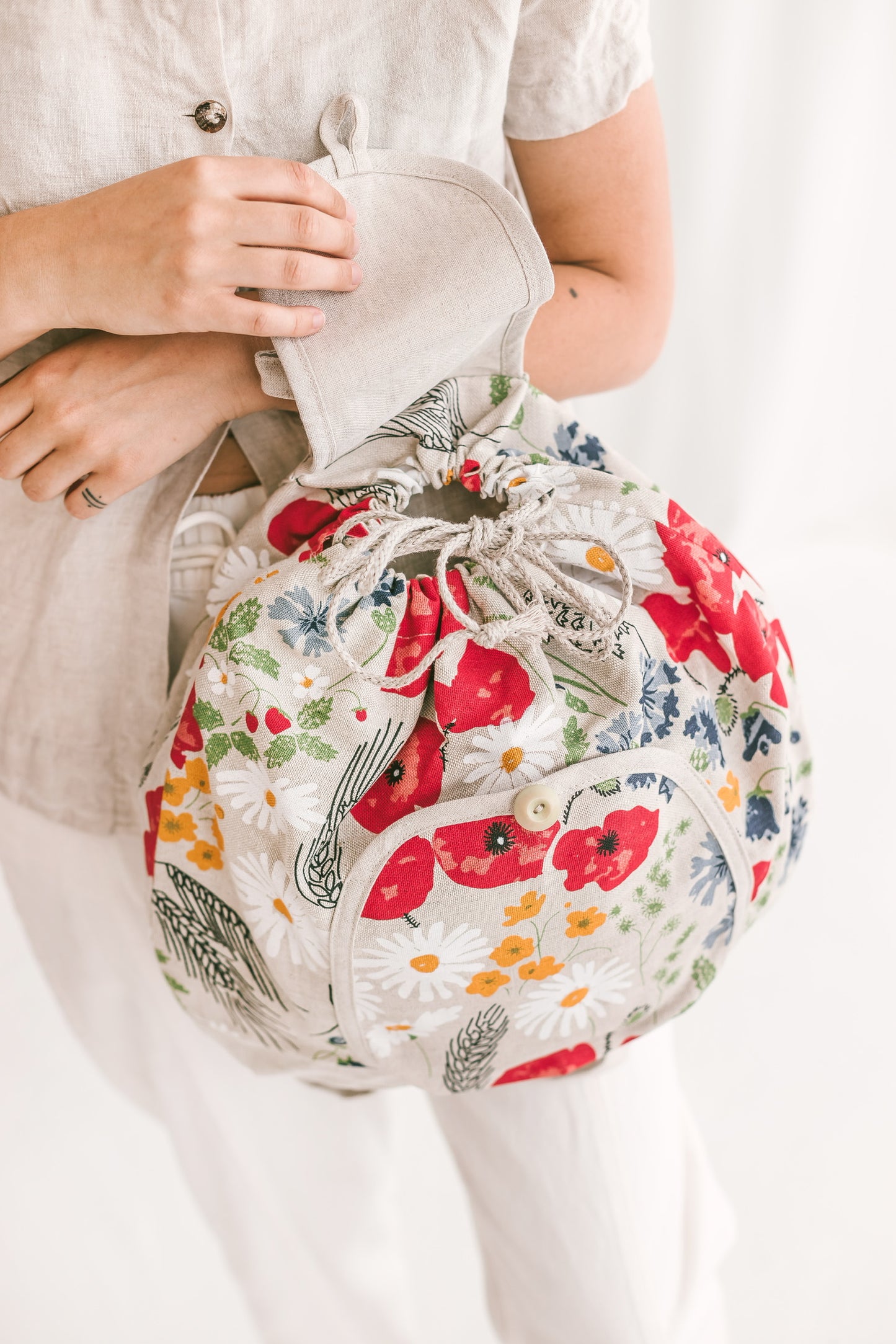 Large Drawstring Backpack Wildflowers