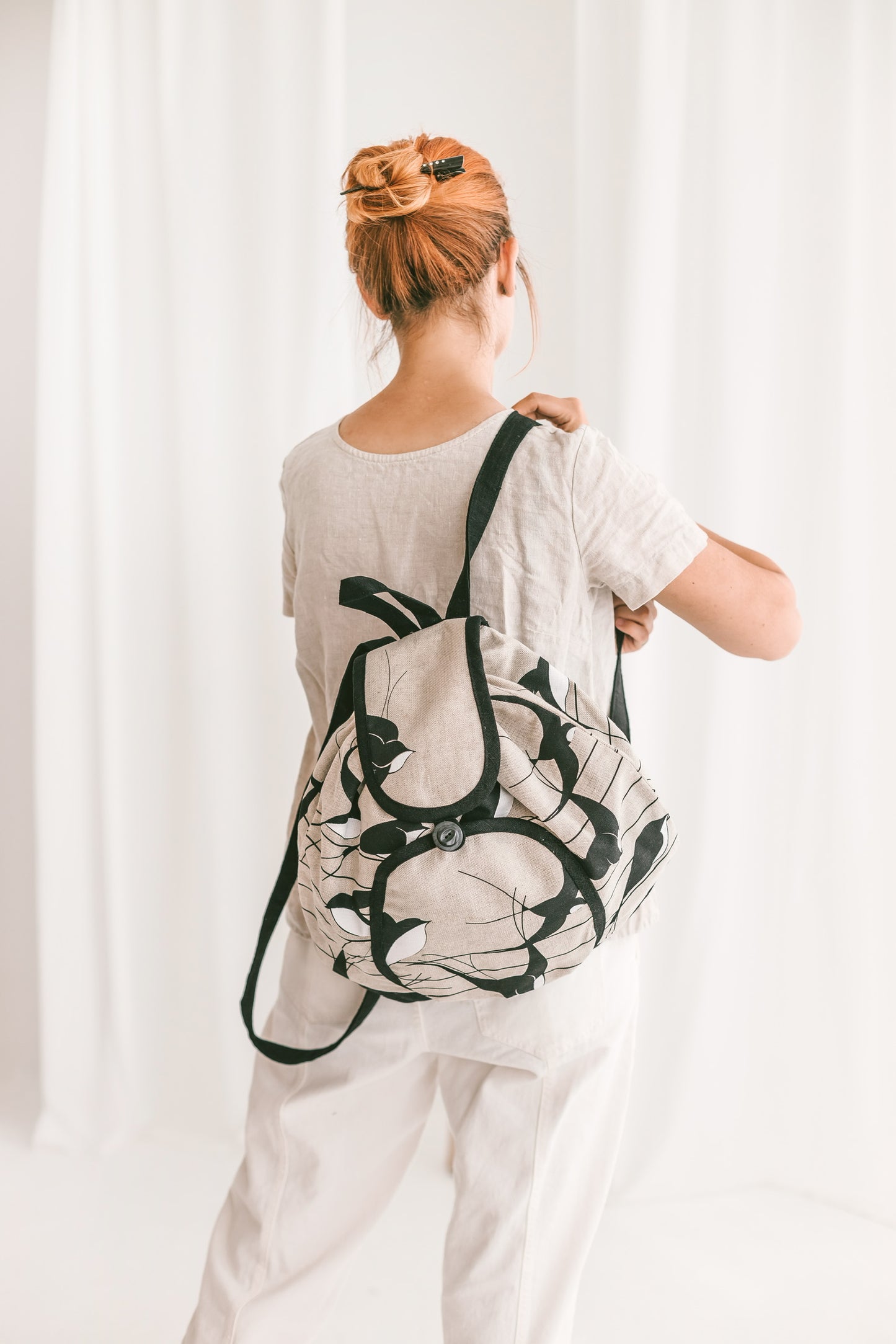 Large Drawstring Backpack Swallows